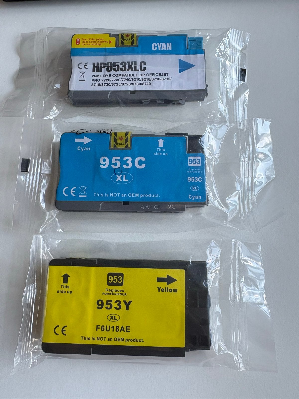Huismerk cartridges HP 953XL (Cyan, Yellow), Ophalen of Verzenden, Nieuw, Cartridge