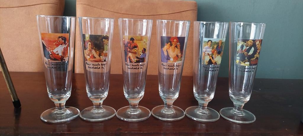 Heineken bier glazen vintage jaren 90, Ophalen, Nieuw, Bierglas