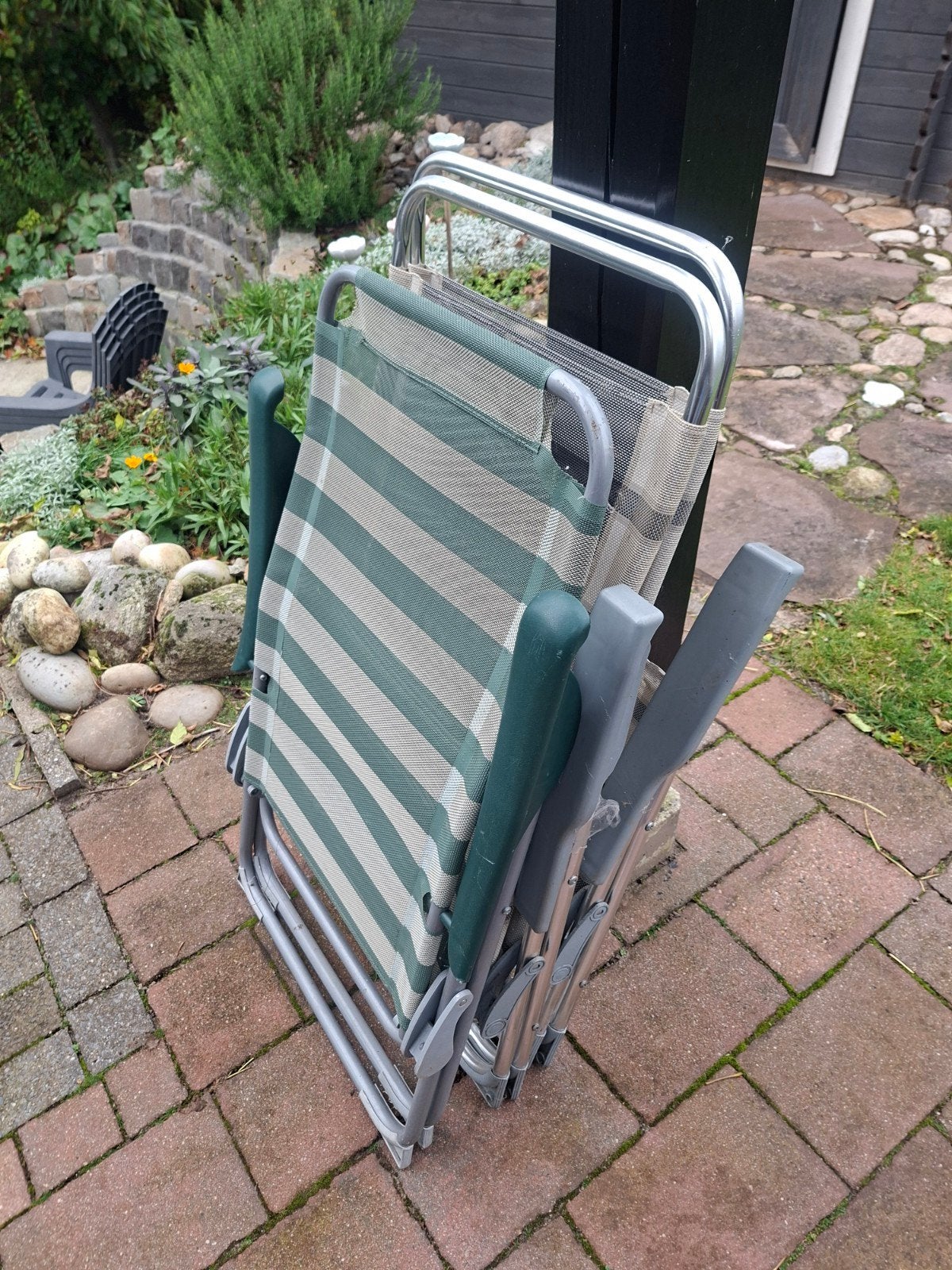 3x Tuinstoelen - Inklapbaar, Tuin en Terras, Ophalen, Gebruikt, Metaal, Inklapbaar
