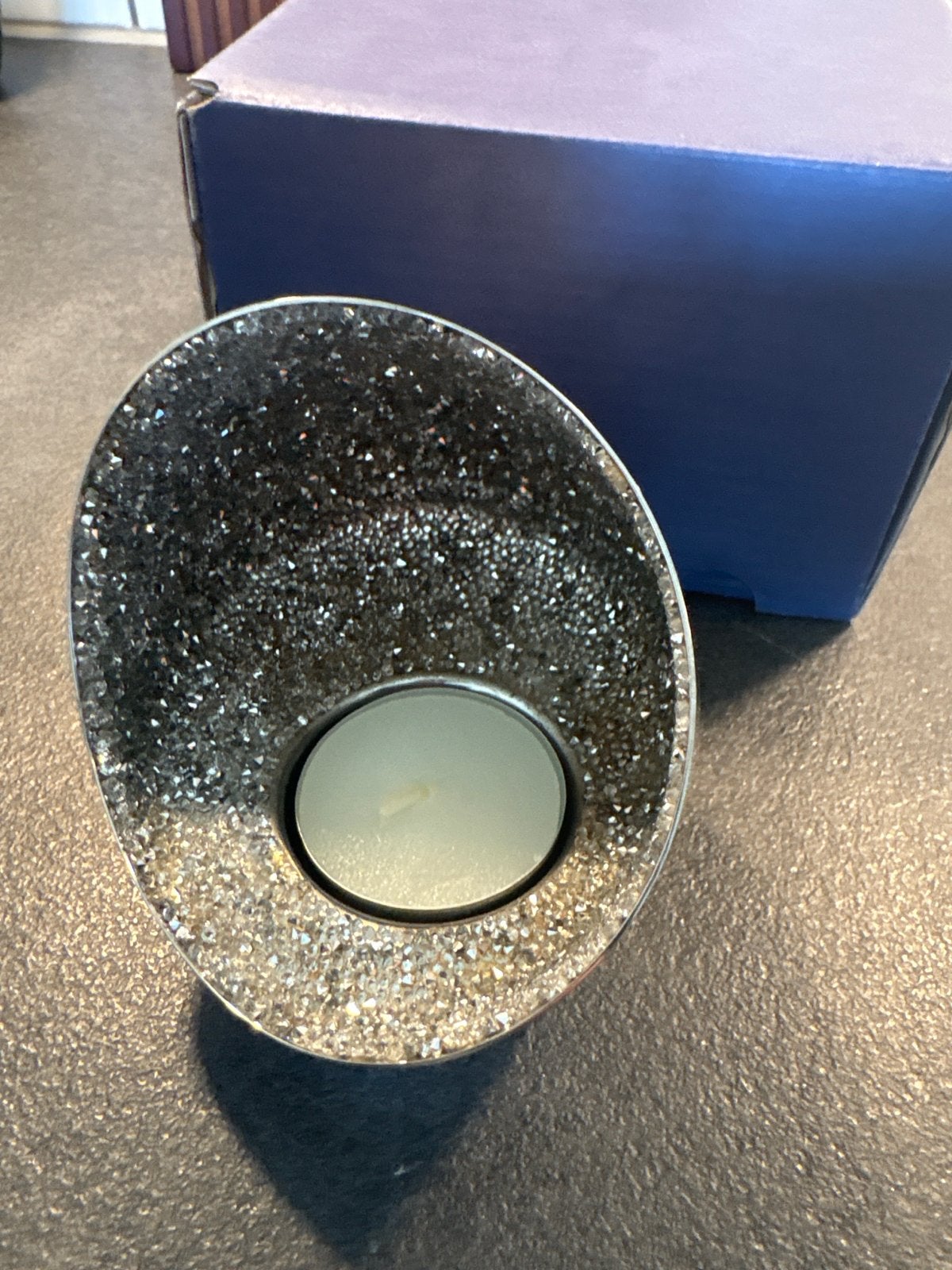 Swarovski theelichthouder met kristallen, Overige merken, Waxinelichthouder, Ophalen of Verzenden, Zilver