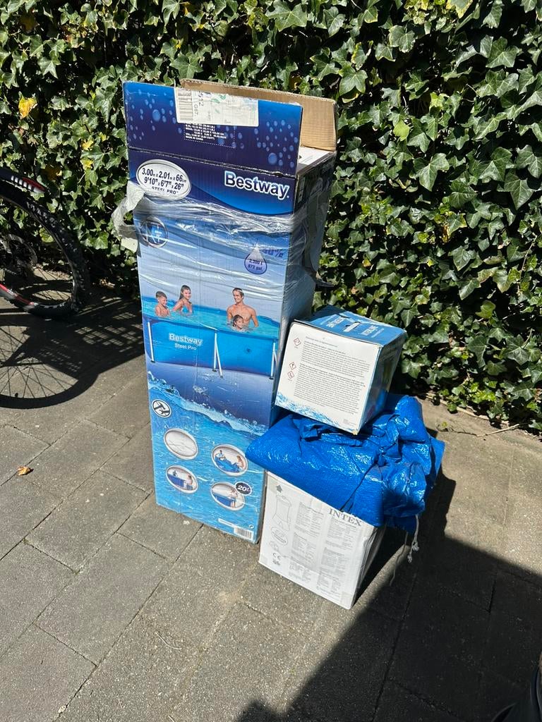 Zwembad 3x2x 0,66m pomp ,afdekzeil en waterbehandelingset, Ophalen, Minder dan 80 cm, Zo goed als nieuw, Opzetzwembad