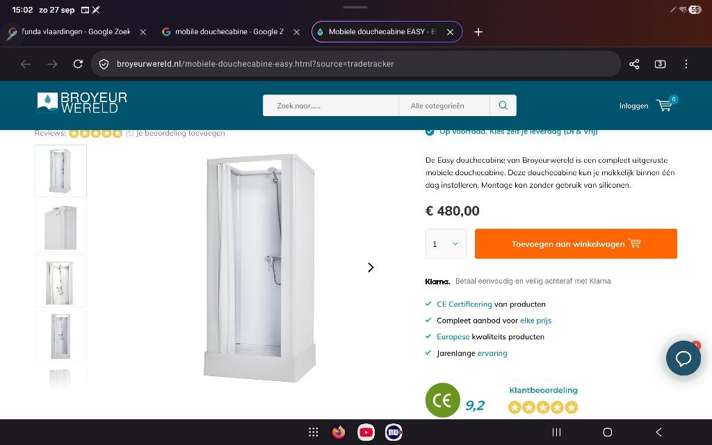 Gebruikte mobile douchecabine, Ophalen, Gebruikt, Douche