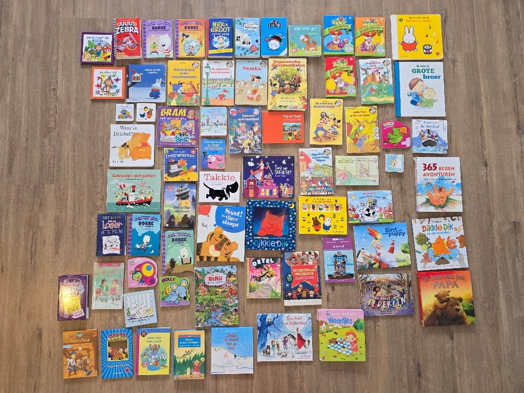 Verzameling kinderboeken (o.a. Dikkie Dik, Nijntje, Borre), Ophalen of Verzenden, Gelezen, Uitklap-, Voel- of Ontdekboek, 6 tot 12 maanden