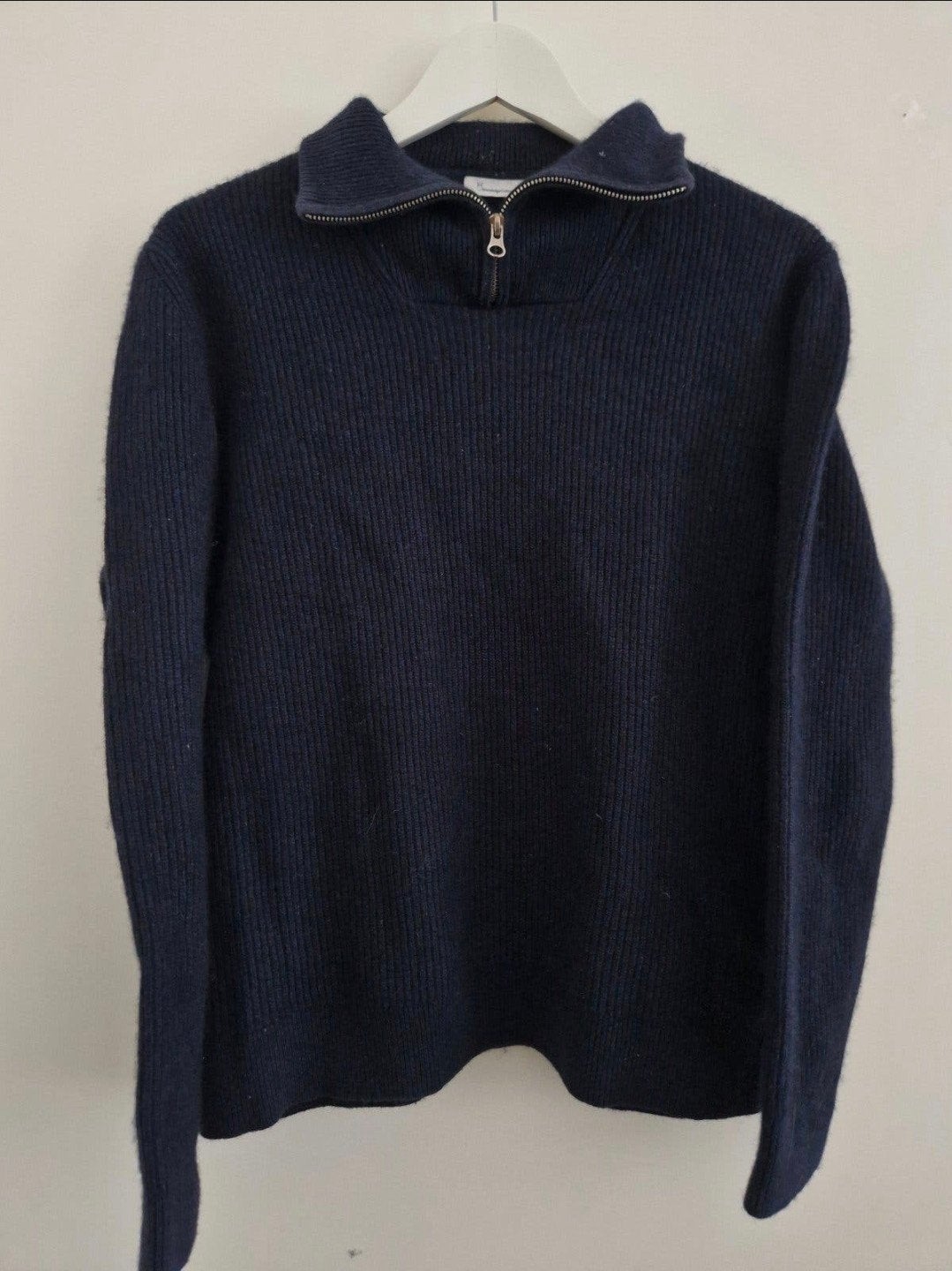 Knowledge Cotton Apparel half zip rib trui wol knitted L, Ophalen of Verzenden