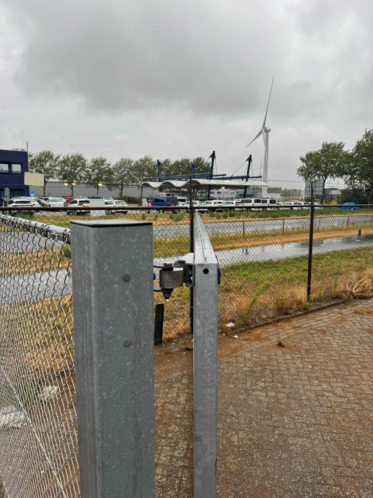 Stalen gegalvaniseerde draaipoort (2 delen), Tuin en Terras, Tuinhekken en Hekwerk, Ophalen, Met poort, Gebruikt, Overige typen