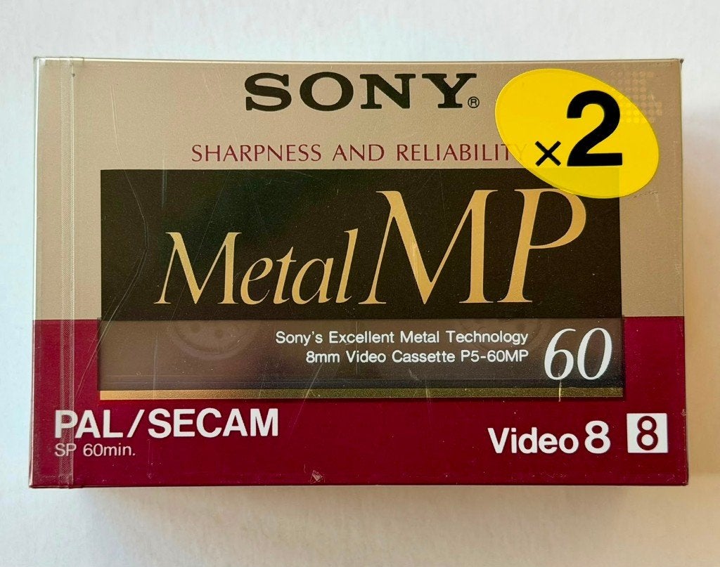 2 Sony Metal MP 8mm, TOPKWALITEIT voor Video8, Hi8, Digital8, Band, Disc of Geheugen, Sony, Nieuw, Overige soorten