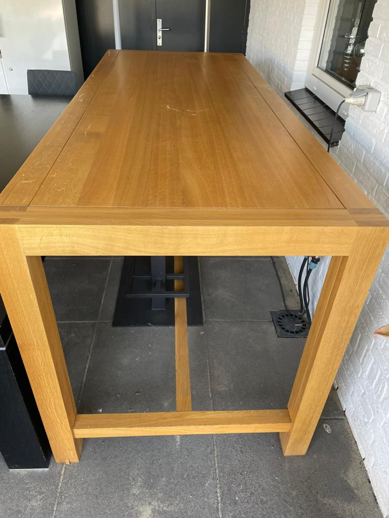 Blank eiken bartafel, Ophalen, Gebruikt, 100 tot 150 cm, Eikenhout