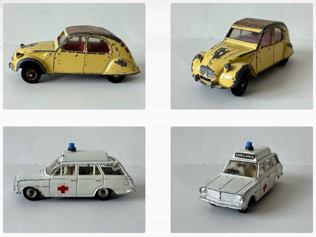 Dinky Toys Citroen 2CV en Vauxhall Victor Ambulance, Hobby en Vrije tijd, Modelauto's | 1:43, Ophalen of Verzenden, Gebruikt, Auto