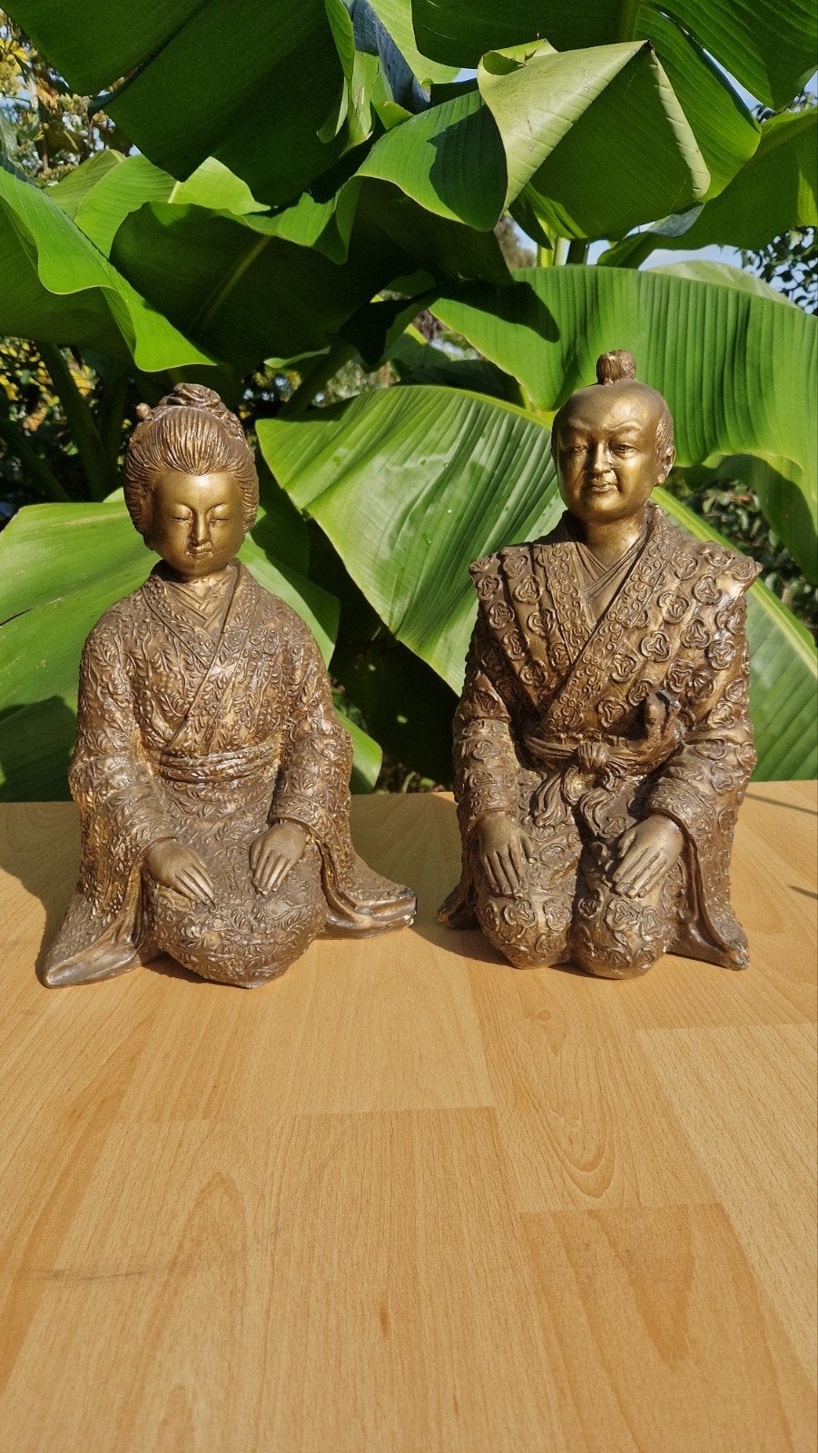 Set van 2 Japanse Samurai Beelden - 29cm Hoog, Groep mensen, Ophalen of Verzenden, Handgemaakt, 20 - 50 cm