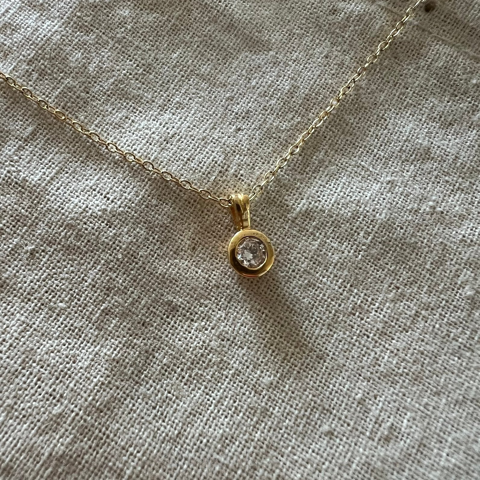 Zilveren 925 goud vergulde ketting met zirkonia hanger, Verzenden, Zo goed als nieuw, Goud, Zilver