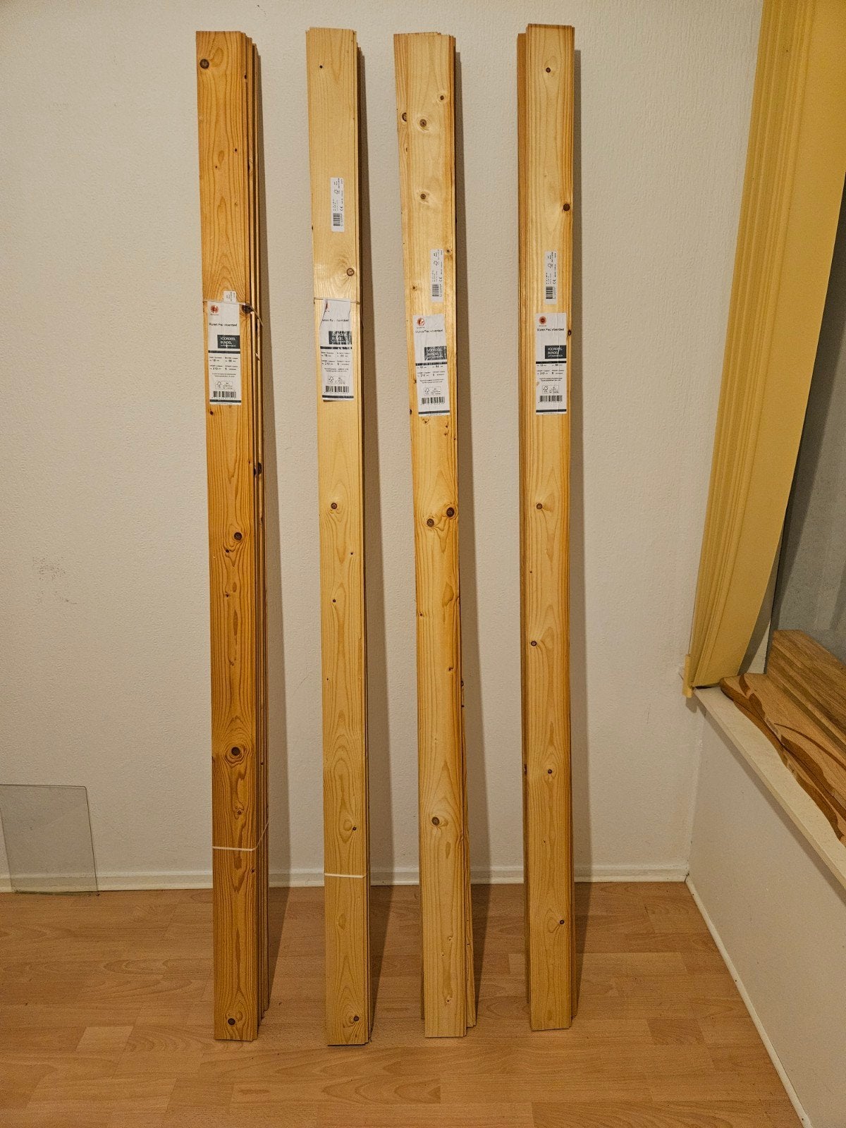 Vuren vloerdelen - 4 x 6 stuks, 210 cm lang, 18 mm dik, Doe-het-zelf en Verbouw, Hout en Planken, Ophalen, Minder dan 25 mm, Nieuw