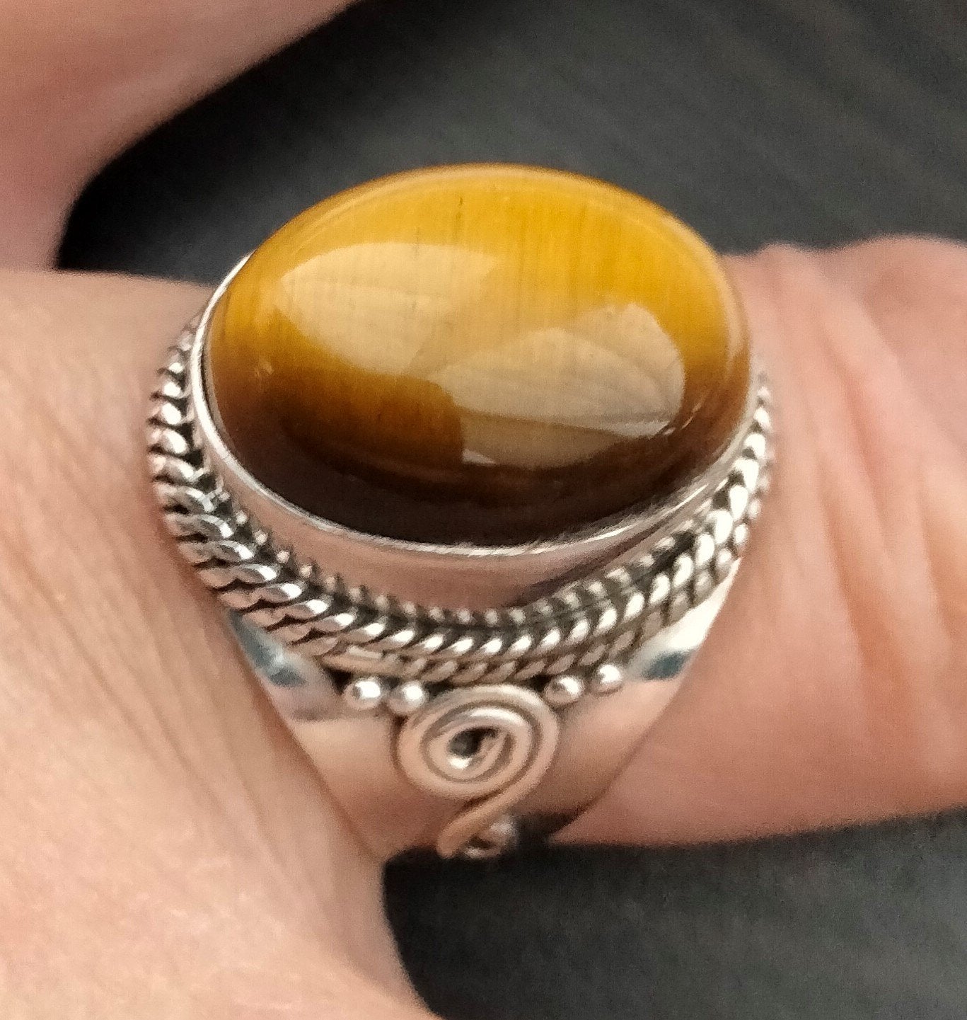 Tijgeroog ring maat 18,75, Sieraden, Tassen en Uiterlijk, Ringen, 18 tot 19, Bruin, Verzenden, Nieuw