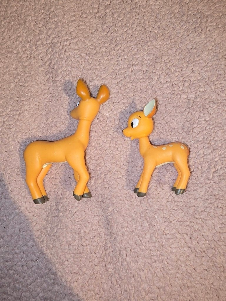 Vintage Bambi en Faline beeldjes -, Verzamelen, Ophalen of Verzenden, Gebruikt, Hert, Beeldje of Figuurtje