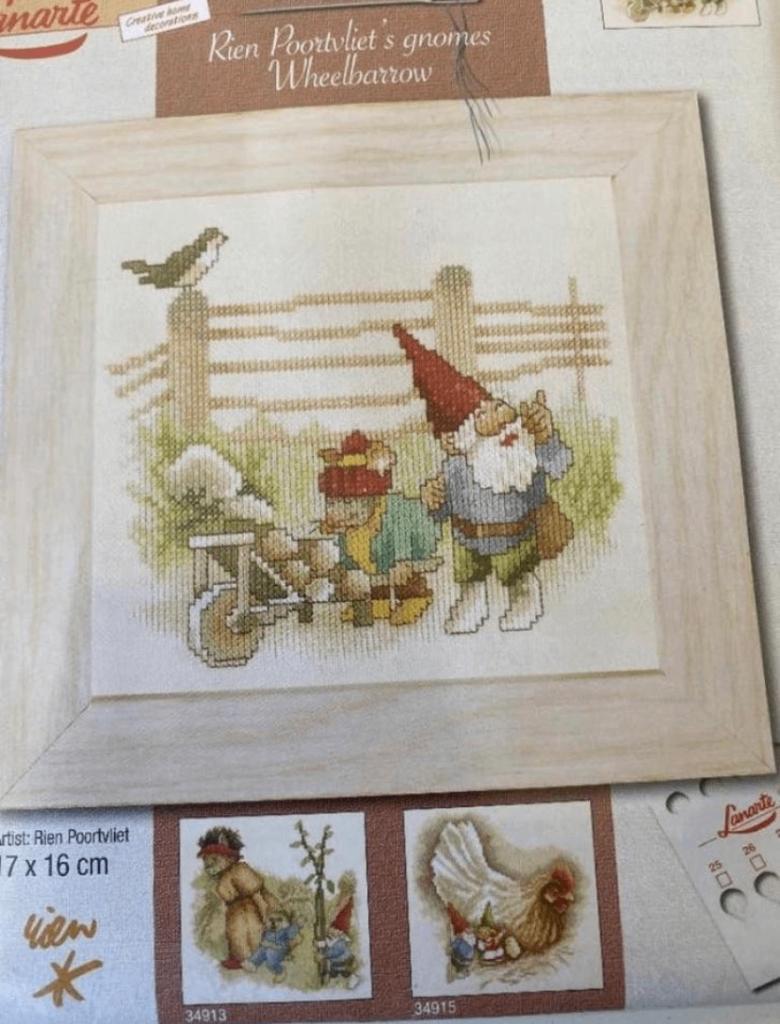 BORDUURSERIE LANARTE/RIEN POORTVLIET'S 3 STUKS GNOMES, Verzenden, Nieuw, Handborduren, Borduurpakket