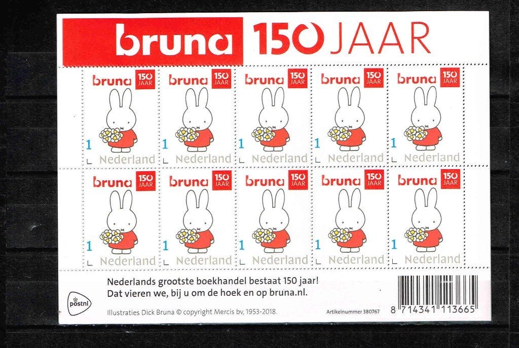 Bruna 150 jaar vel 10 persoonlijke zegels1/4.5, Postzegels en Munten, Postzegels | Nederland, Verzenden, Na 1940, Postfris