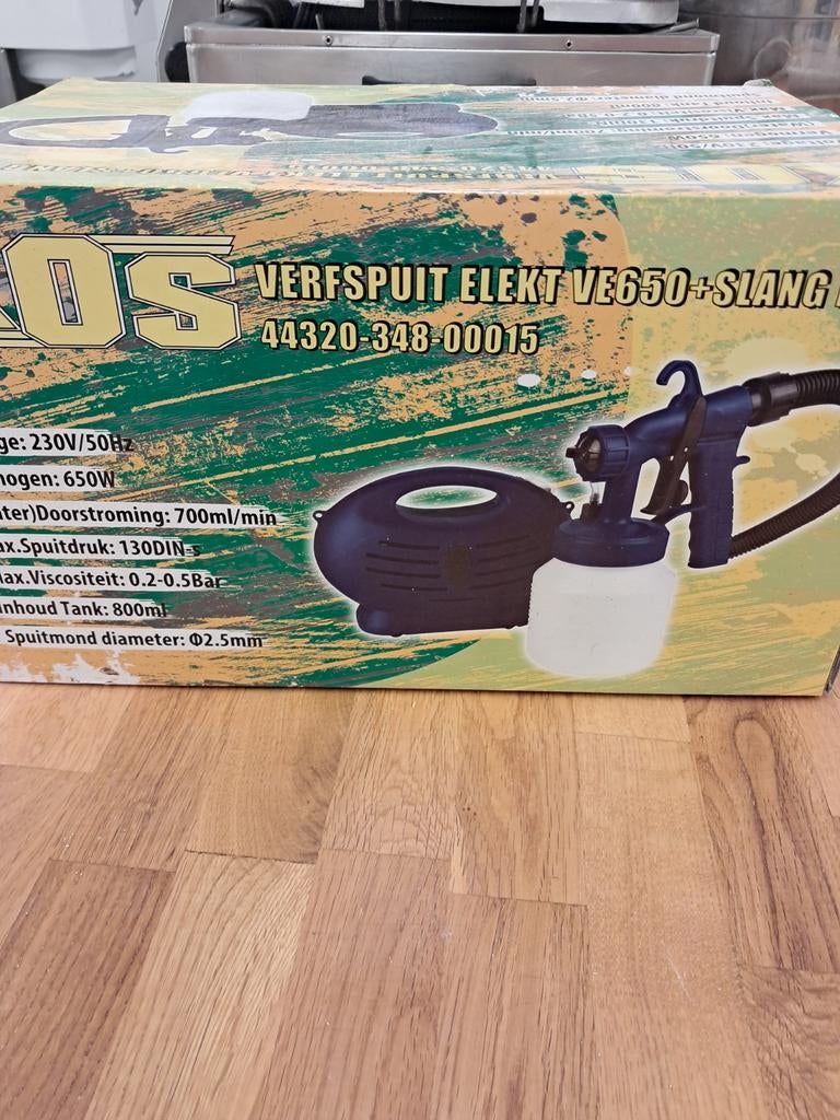 Elektrische Verfspuit VE650 met Slang - Nieuw in Doos, Doe-het-zelf en Verbouw, Schildersmaterialen, Ophalen of Verzenden