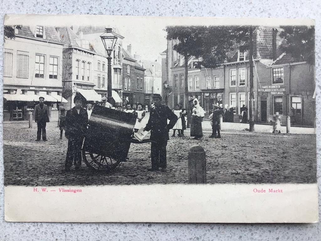 Vlissingen Oude Markt met postbode, Ophalen, Voor 1920, Ongelopen, Zeeland
