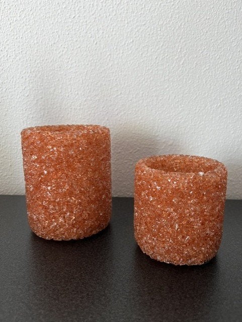 J-Line Stijlvolle theelichthouders glas roestbruin set nieuw, 9 cm, Overige merken, Nieuw, Ophalen of Verzenden