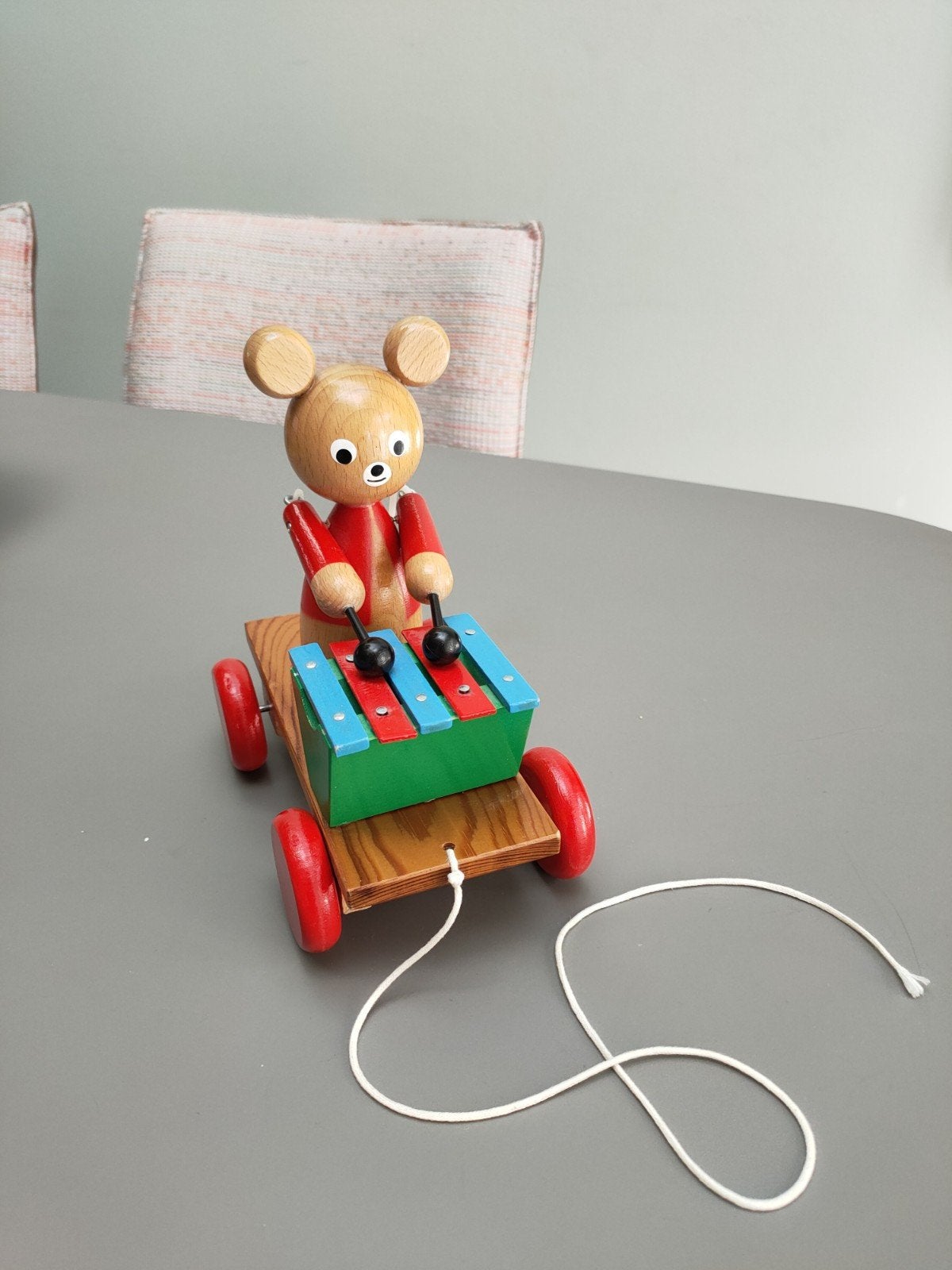 Vintage Houten Muis Xylofoon Trekfiguur (alleen ophalen), Ophalen, Zo goed als nieuw
