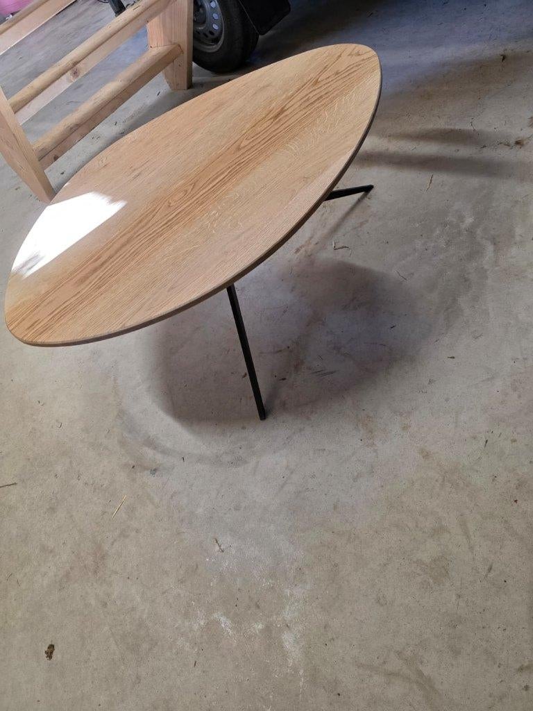 ORGANISCHE SALONTAFEL FICO – EIKEN / ZWART METAAL, Ophalen, 100 tot 150 cm, Nieuw, 50 tot 100 cm
