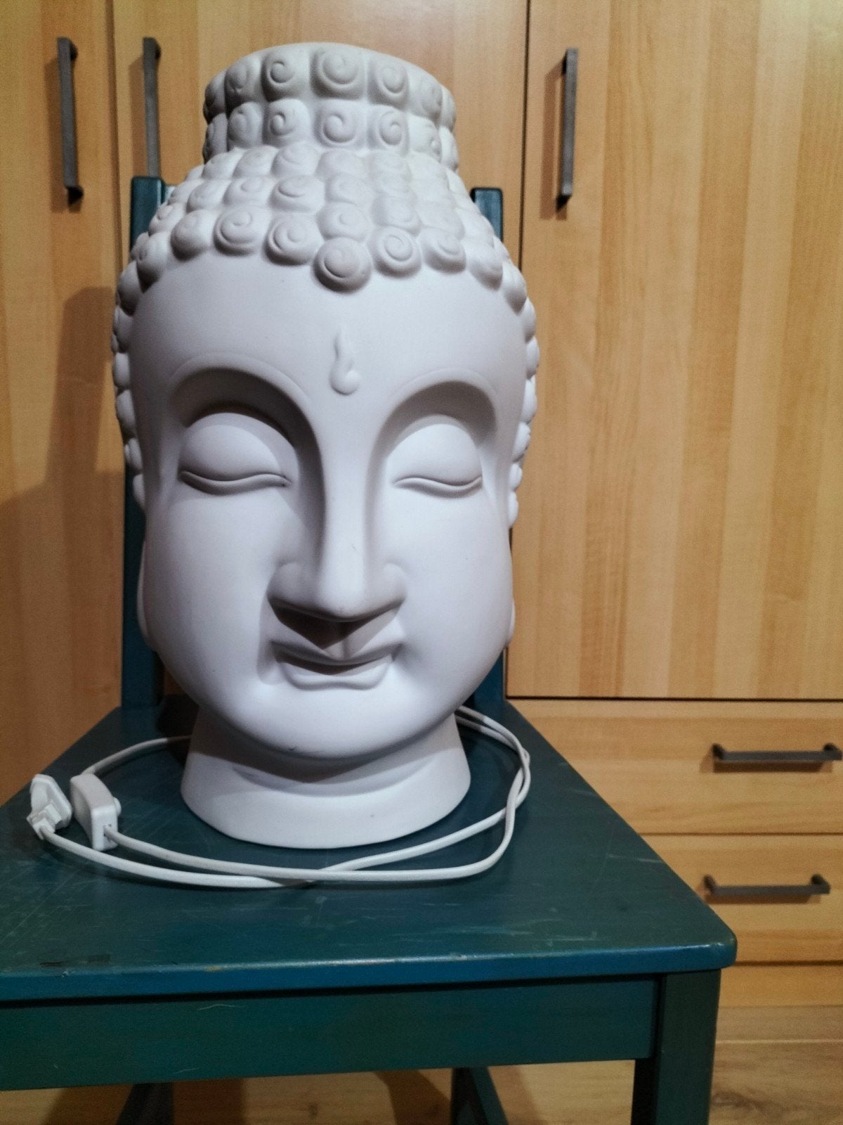 XL - Boeddha Hoofd Lamp - Wit Keramiek, Ophalen, Zo goed als nieuw, Oosters, Boeddhistisch, Zen