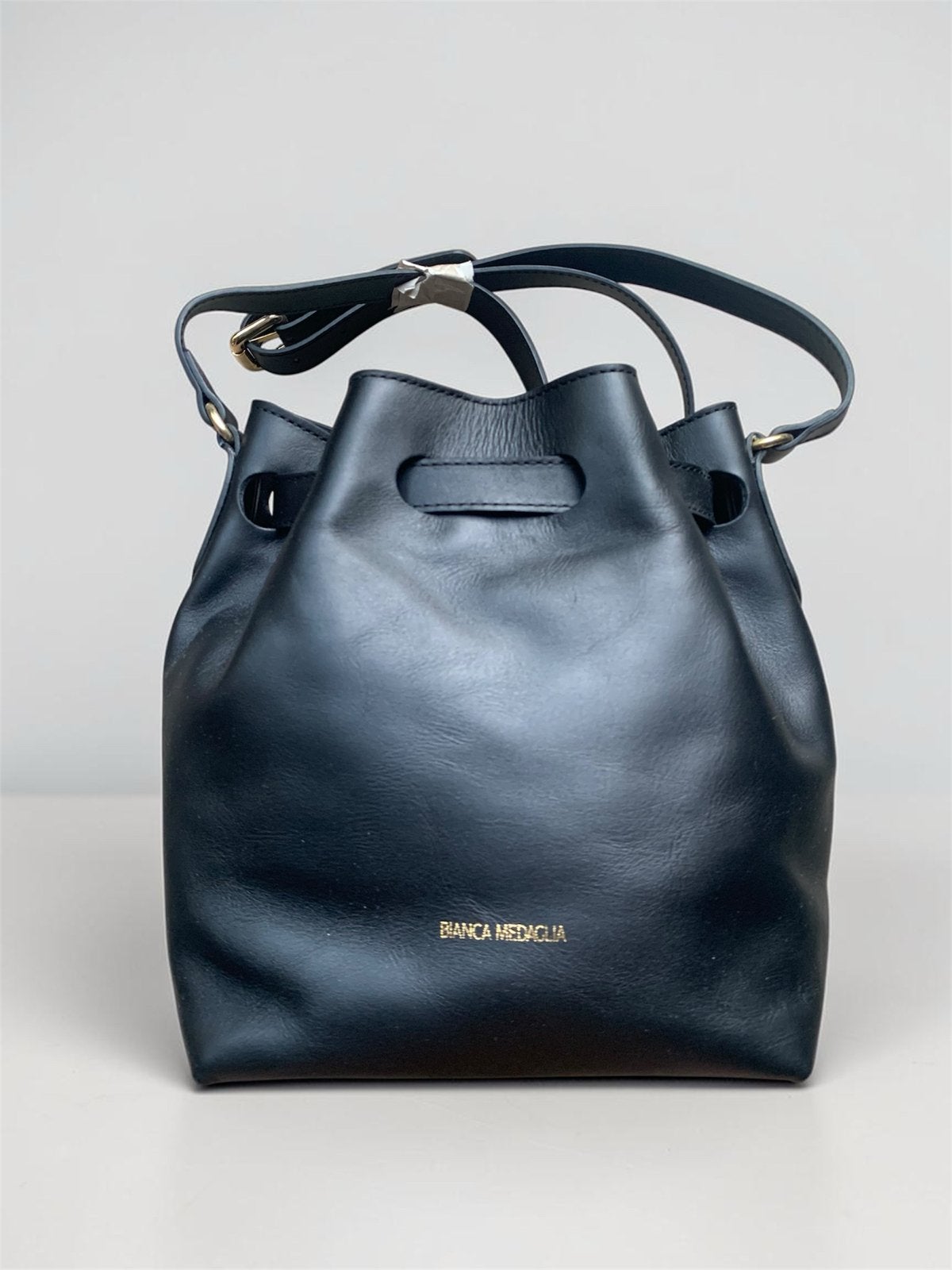 Bianca Medaglia Zwarte Leren Tas met Rood Interieur, Ophalen of Verzenden, Nieuw, Zwart