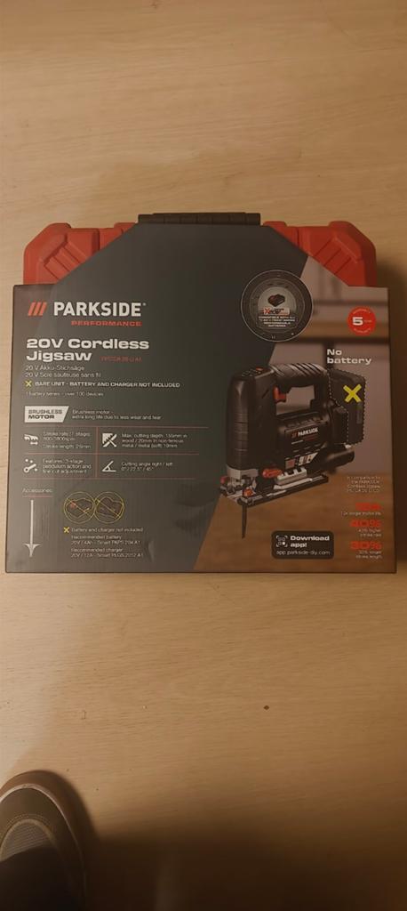 Parkside 20V Accu Decoupeerzaag - Nieuw in doos, Nieuw, 600 tot 1200 watt, Ophalen of Verzenden, Parkside