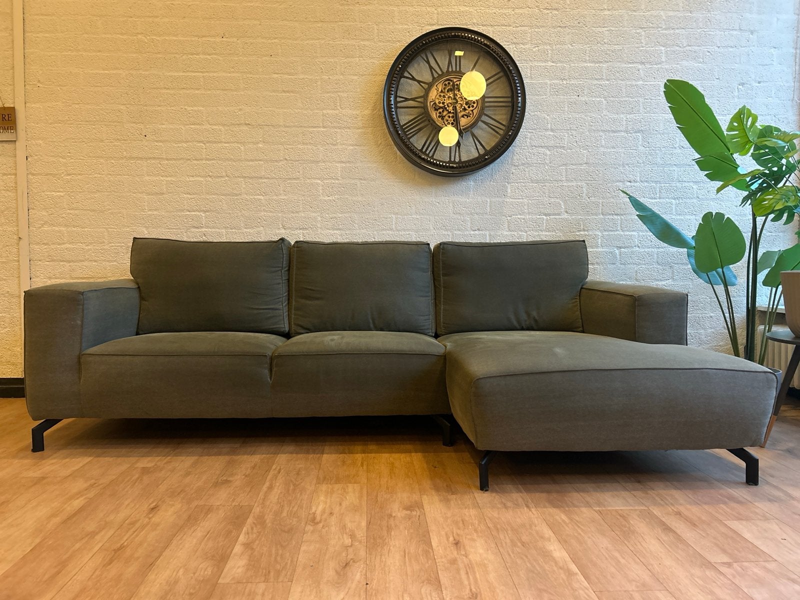 IN.HOUSE Luxe Groene Hoekbank | Professioneel Gereinigd, 250 tot 300 cm, 125 tot 150 cm, Ophalen of Verzenden, Zo goed als nieuw