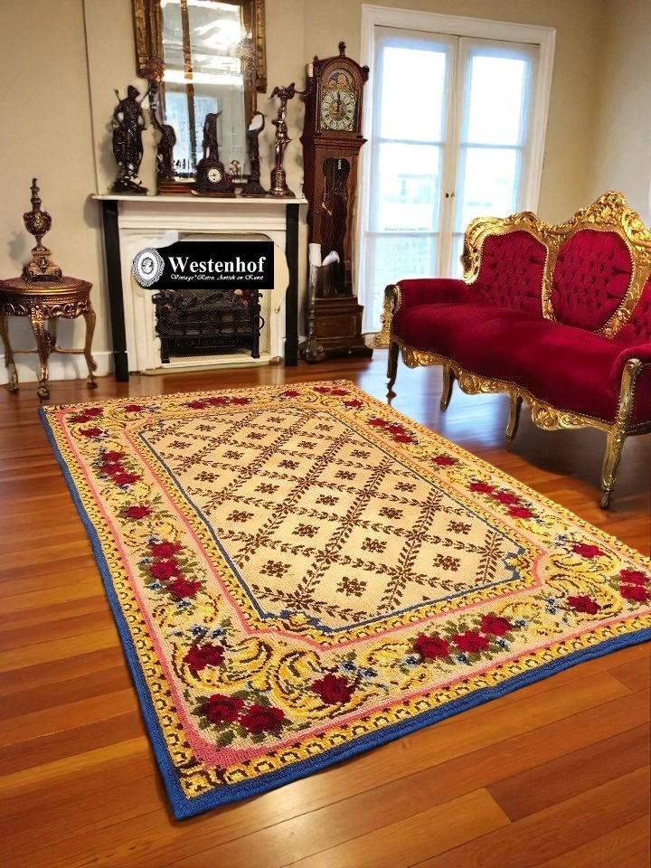 Handgeknoopt tapijt - vloerkleed wol vintage klassiek, Gebruikt, 200 cm of meer, Ophalen of Verzenden, Rechthoekig
