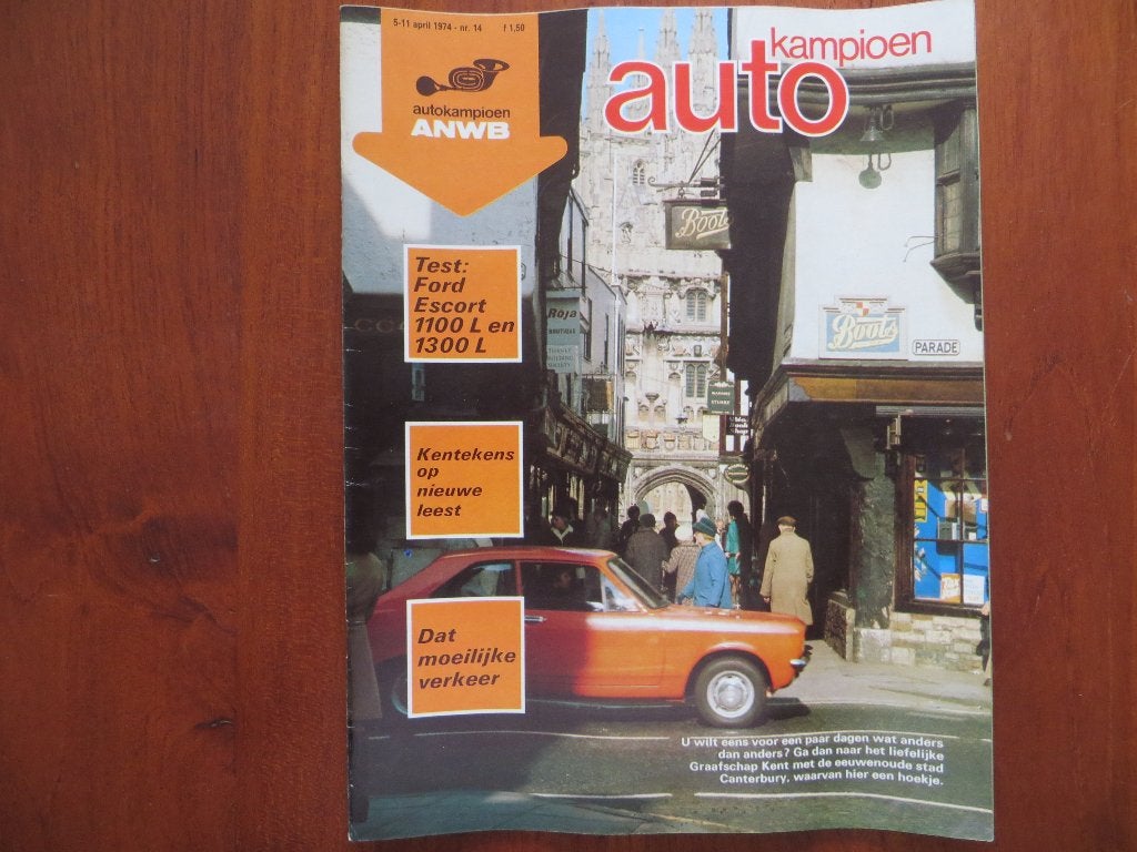 Autokampioen 14 1974 Ford Escort 1100 L, 1300 L (test), Ophalen of Verzenden, Nieuw, Ford