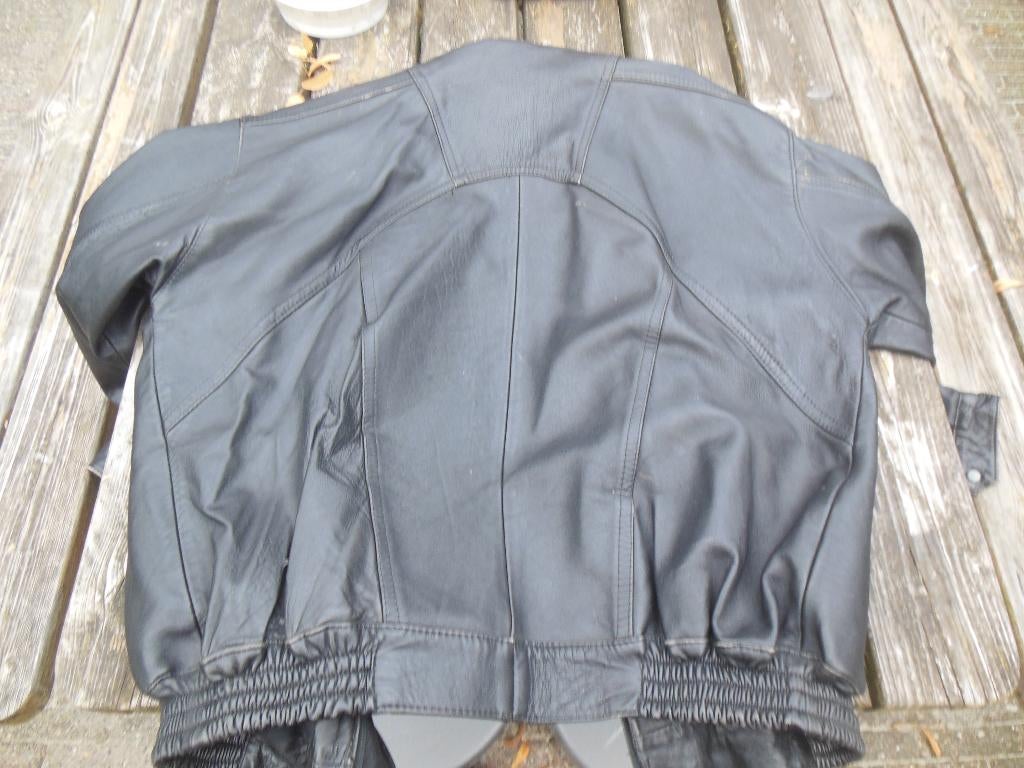 leather jacket lederen jas made in tunesia zwart moussa, Kleding | Heren, Jassen | Winter, Ophalen of Verzenden, Gedragen, Maat 52/54 (L)