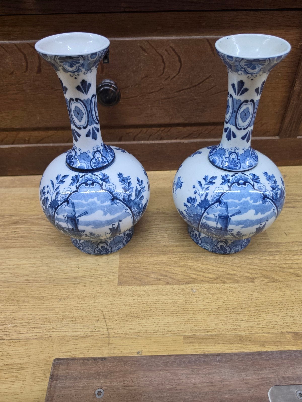 Set van 2 Delfts Blauwe Vazen, Antiek en Kunst, Ophalen of Verzenden