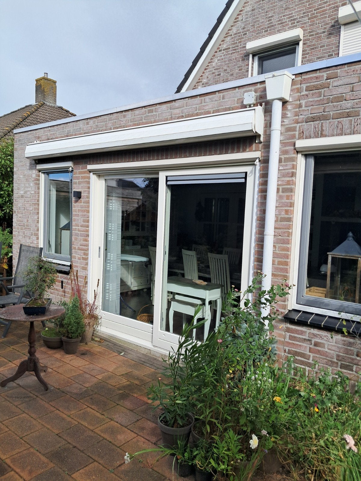 Knikarm zonnescherm 380 cm breed, Tuin en Terras, Ophalen, Gebruikt, Elektrisch, 150 tot 300 cm