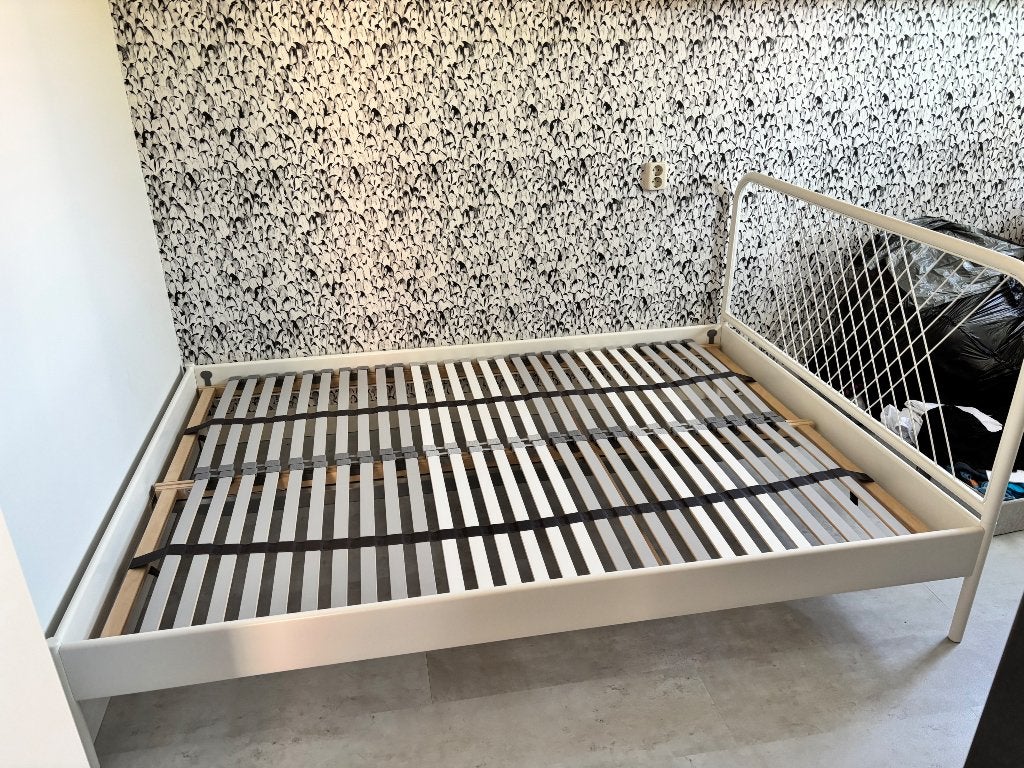 Bed frame 140 x 200, Ophalen, Gebruikt, Wit, Tweepersoons
