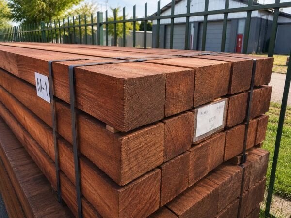 Hardhouten Palen 125x125 Angelim, Ophalen, Nieuw, Balk, Overige houtsoorten