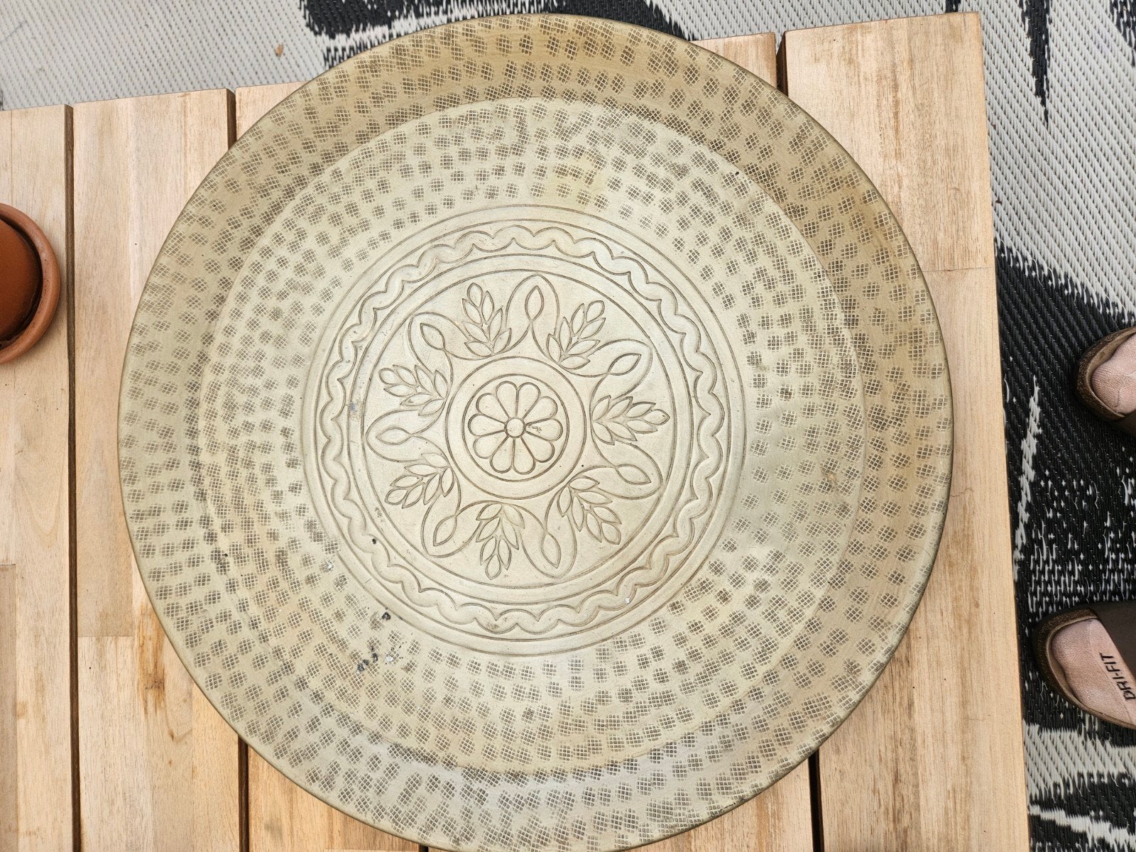 Decoratieve Oosterse Schaal - Messing, 49cm, Ophalen