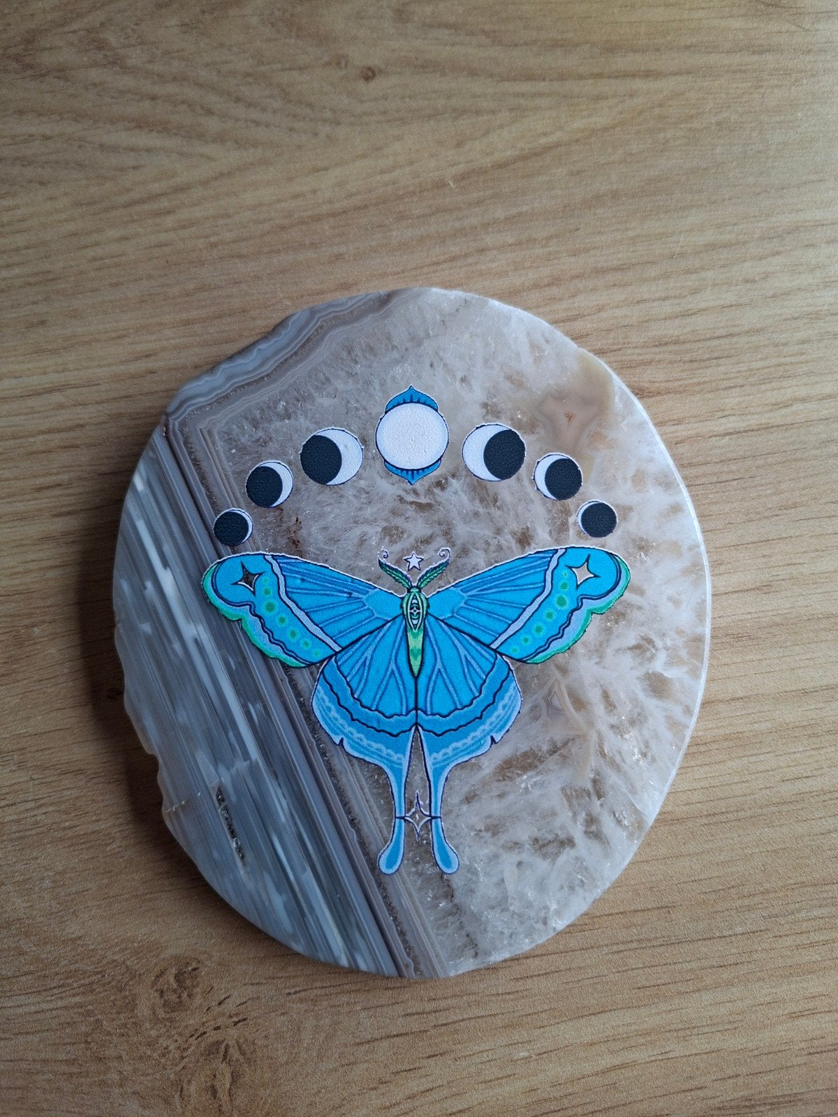 Agaatschijf met vlinder, Ophalen of Verzenden, Mineraal
