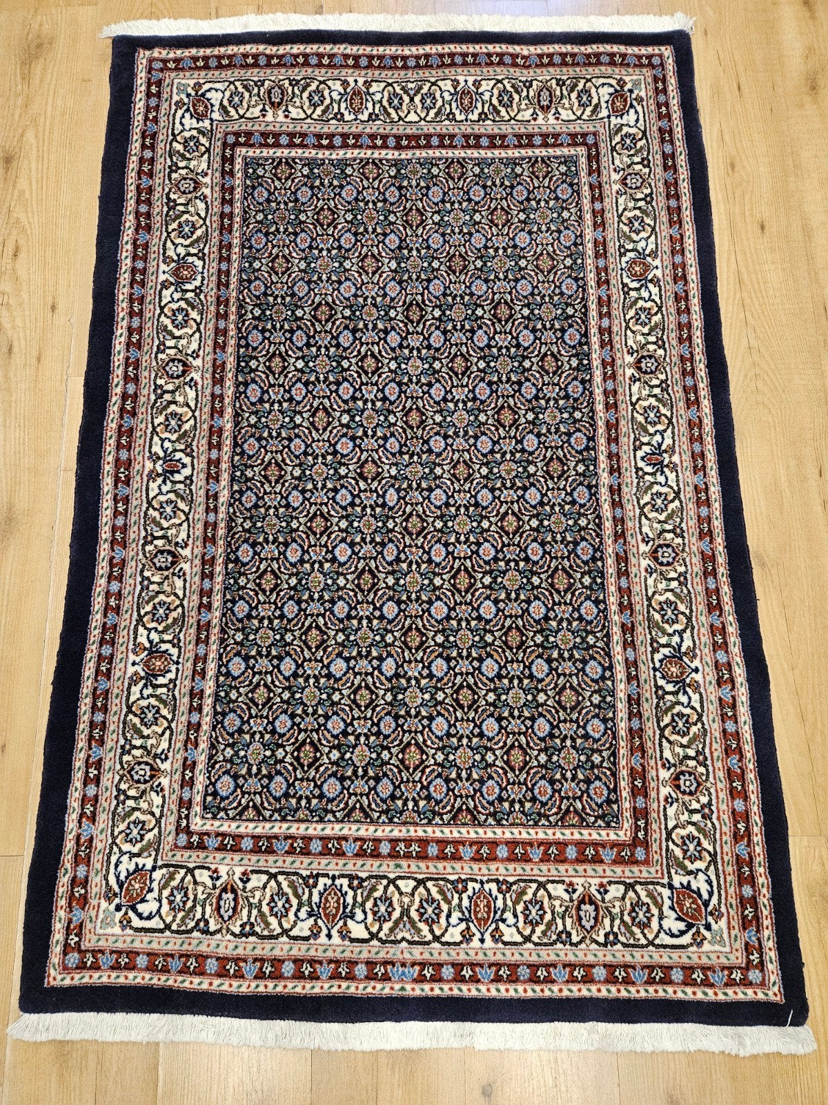 Vintage handgeknoopt perzisch tapijt moud 158x98, Info@SlatsAntiek.nl, Tweedehands, Perzisch, 150 tot 200 cm