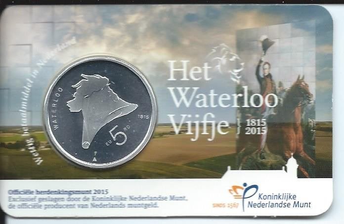 Het Waterloo vijfje in coincard 2015, Ophalen of Verzenden, Koningin Beatrix, Euro's, Losse munt