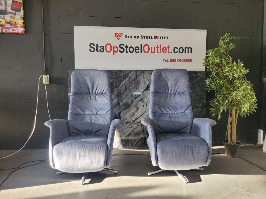 Staopstoel Set Stof Blauw Sterpoot op accu, Huis en Inrichting, Fauteuils, Minder dan 50 cm, Minder dan 75 cm, Ophalen of Verzenden