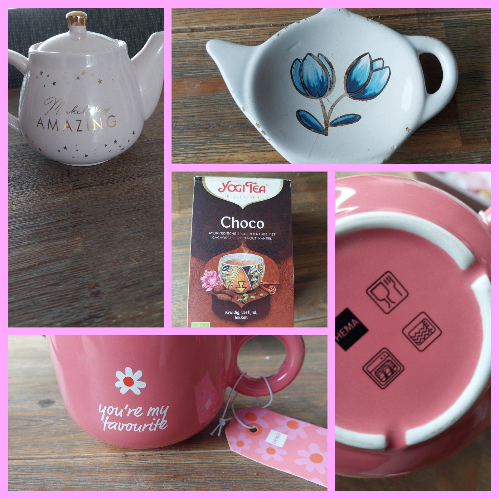 Theepot, theetipje en mok - Nieuwstaat, Theepot/fluitketel, Ophalen of Verzenden, Zo goed als nieuw, Steen/keramiek