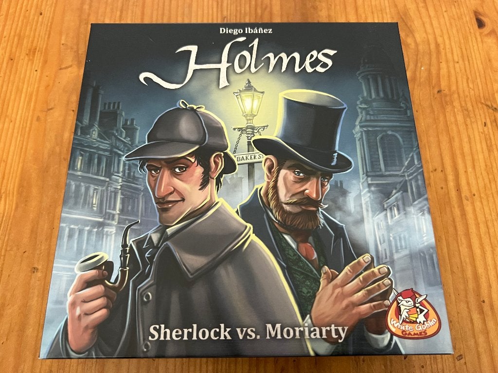 Holmes - Sherlock vs. Moriarty bordspel, Ophalen, Gebruikt, White Goblin Games