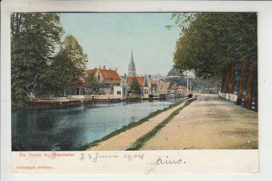 Breukelen, de Vecht, Verzamelen, Ansichtkaarten | Nederland, Ophalen of Verzenden, Voor 1920, Gelopen, Utrecht