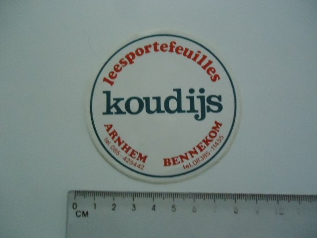 sticker oud KOUDIJS Arnhem bennekom leesportefeuilles blad, Verzenden, Zo goed als nieuw, Bedrijf of Vereniging