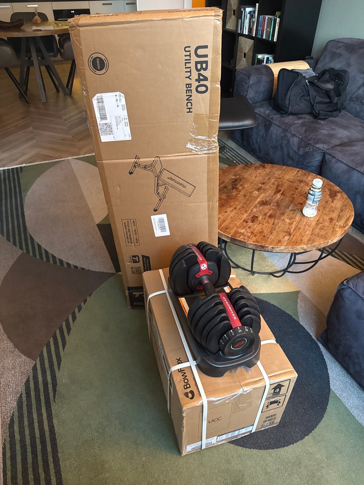 Bowflex SelectTech 552i Dumbbells & Tunturi UB40 Fitnessbank, Ophalen of Verzenden, Nieuw, Armen, Dumbbell