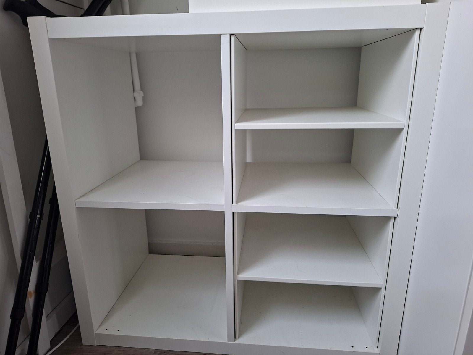 Kallax kast met 4 vakken en 2 inzetstukken met plank, Ophalen, Gebruikt, 50 tot 100 cm, 25 tot 50 cm