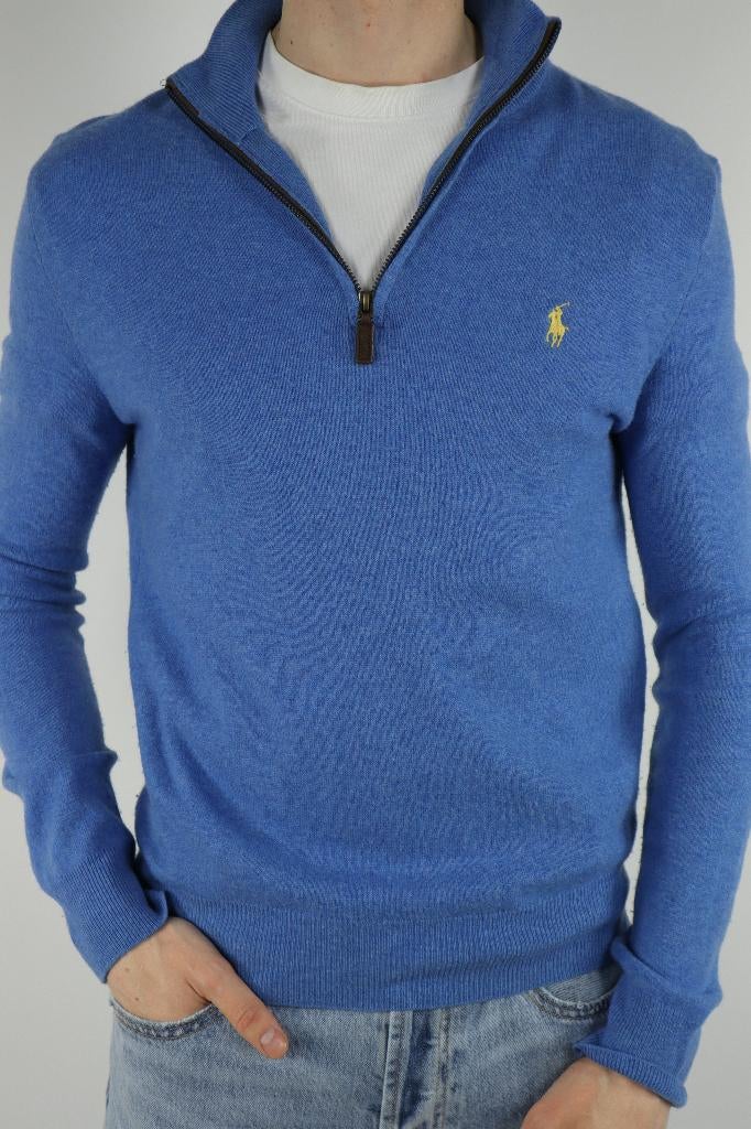 Ralph Lauren trui met kwart rits - S, Kleding | Heren, Blauw, Ralph Lauren, Ophalen of Verzenden, Zo goed als nieuw