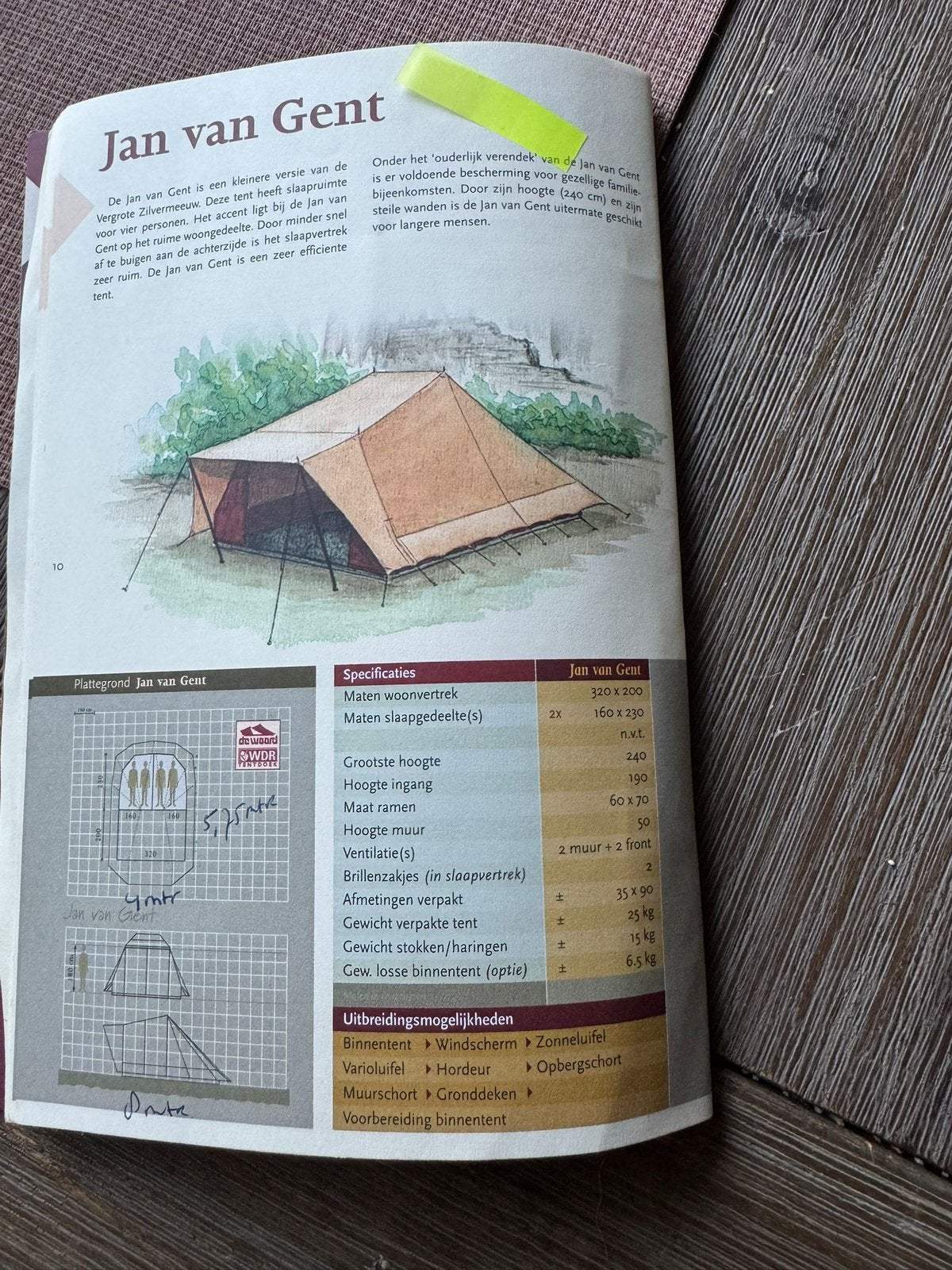 De Waard Jan van Gent 4-persoons tent + extra luifel, Ophalen, Gebruikt, Tot en met 4