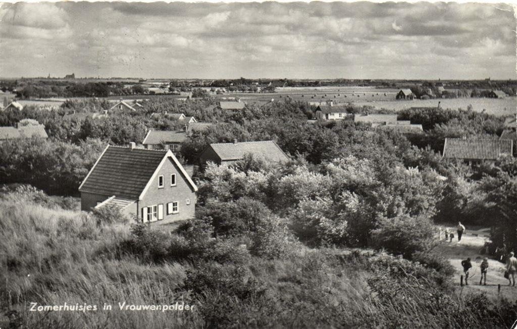 Zomerhuisjes in Vrouwenpolder - 1962 gelopen, Verzamelen, Ophalen of Verzenden, 1960 tot 1980, Gelopen, Zeeland