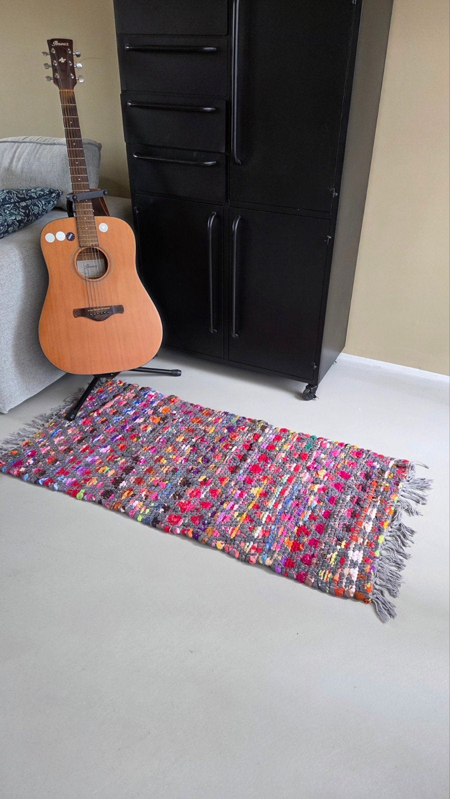 Vrolijk gekleurd vloerkleed - Chindi tapijt, Minder dan 50 cm, Gebruikt, 100 tot 150 cm, Bohemian, Speels, Chindi